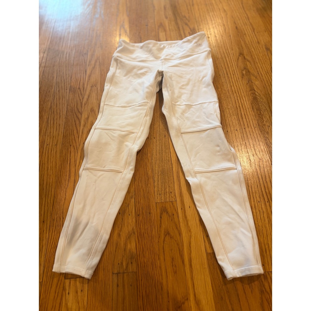 Alo Yoga Moto Leggings White Ribbed Quilted Panel Yoga Pants Womens Small